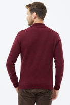 Fermuarlı Dik Yaka Triko Kazak - Bordo (4) Sementa