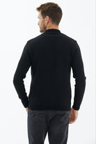 Fermuarlı Dik Yaka Triko Kazak - Siyah (4) Sementa