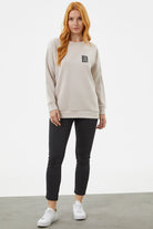 Fermuarlı Rahat Kalıp Sweatshirt - Bej (3) Sementa