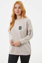 Fermuarlı Rahat Kalıp Sweatshirt - Bej (1) Sementa