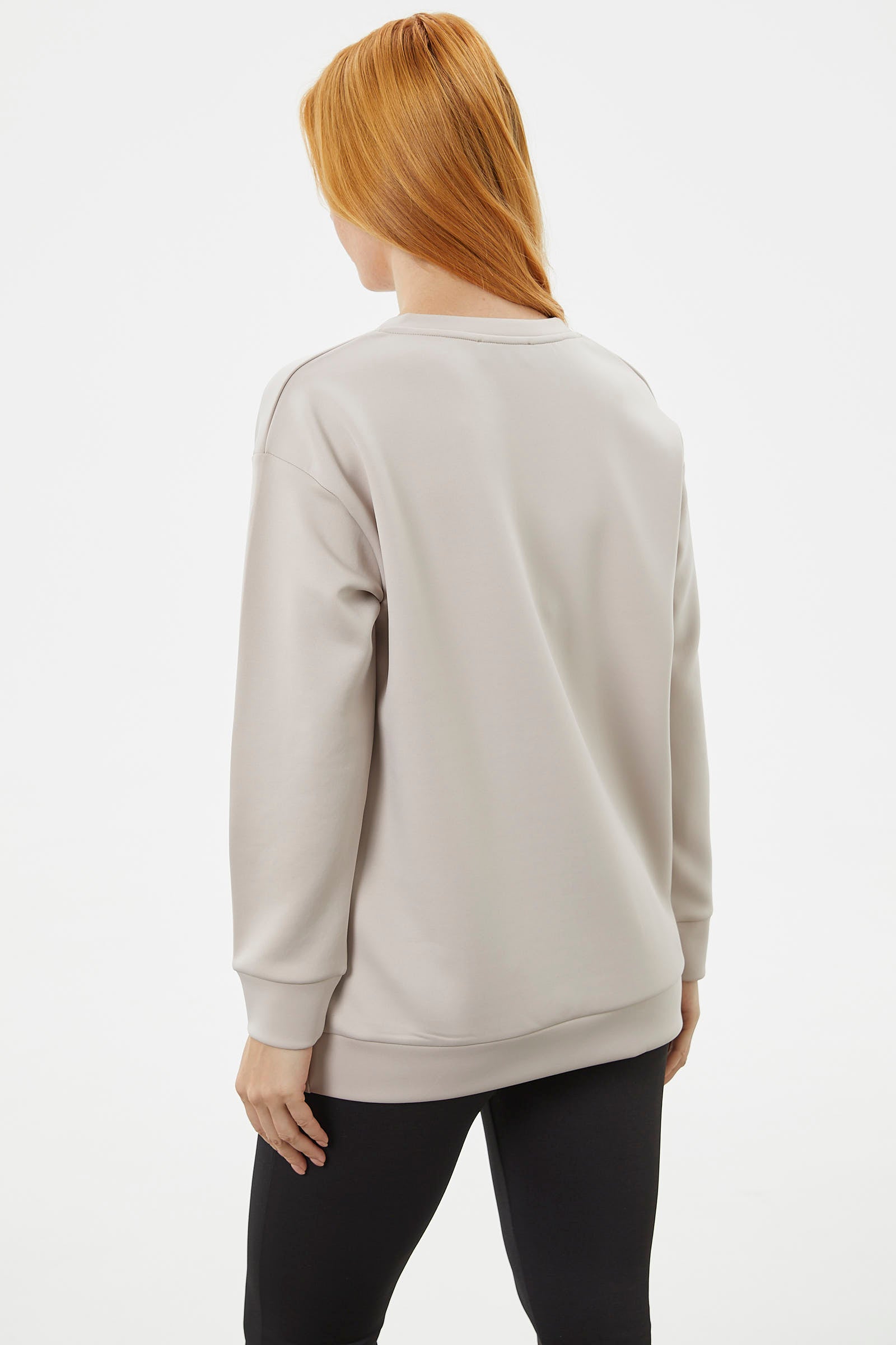 Fermuarlı Rahat Kalıp Sweatshirt - Bej (6) Sementa