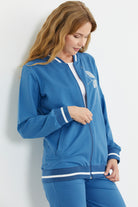 Fermuarlı Triko Kombinli Eşofman Takım - Saks - Sementa