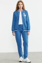 Fermuarlı Triko Kombinli Eşofman Takım - Saks - Sementa