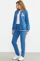 Fermuarlı Triko Kombinli Eşofman Takım - Saks - Sementa