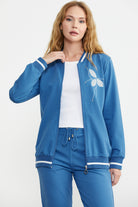 Fermuarlı Triko Kombinli Eşofman Takım - Saks - Sementa