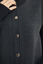 Fitilli Çift Renk Yünlü Triko Yelek - Siyah - Sementa