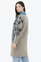 Geniş Polo Yaka Desenli Triko Hırka - Sütlü Kahve (4) Sementa