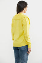 Geniş Yakalı Cepli Triko Hırka - Sarı (5) Sementa