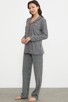 Gömlek Model Kareli Pijama Takım - Siyah (5) Sementa