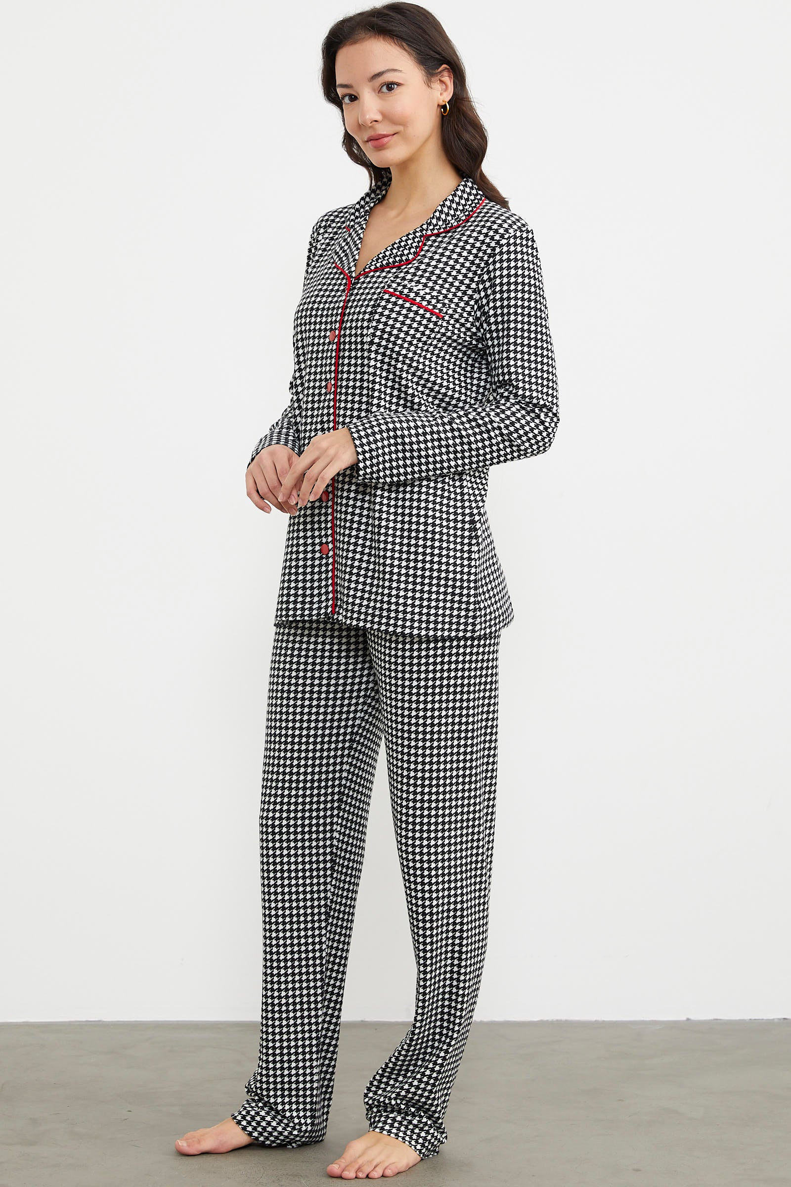 Gömlek Model Kareli Pijama Takım - Siyah (5) Sementa