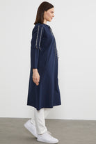 Hakim Yaka Fermuarlı Rahat Kalıp Kap - Lacivert (5) Sementa