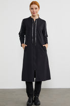 Hakim Yaka Fermuarlı Rahat Kalıp Kap - Siyah (1) Sementa