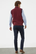 Hakim Yaka Fermuarlı Triko Yelek - Bordo - Lacivert (7) Sementa