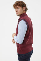 Hakim Yaka Fermuarlı Triko Yelek - Bordo - Lacivert (6) Sementa