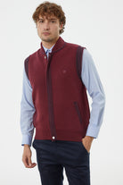 Hakim Yaka Fermuarlı Triko Yelek - Bordo - Lacivert (2) Sementa