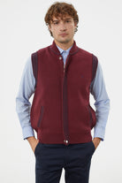 Hakim Yaka Fermuarlı Triko Yelek - Bordo - Lacivert (1) Sementa