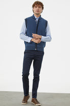 Hakim Yaka Fermuarlı Triko Yelek - Indigo - Siyah (3) Sementa