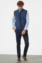 Hakim Yaka Fermuarlı Triko Yelek - Indigo - Siyah (4) Sementa