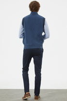 Hakim Yaka Fermuarlı Triko Yelek - Indigo - Siyah (7) Sementa