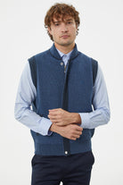 Hakim Yaka Fermuarlı Triko Yelek - Indigo - Siyah (1) Sementa