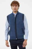 Hakim Yaka Fermuarlı Triko Yelek - Indigo - Siyah (2) Sementa