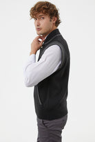 Hakim Yaka Fermuarlı Triko Yelek - Siyah - Koyu Gri (6) Sementa