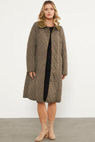 İçi Tamamen Pelüş Kapitone Uzun Kaban - Haki (3) Sementa