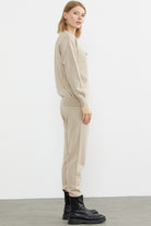 Jogger Pantolonlu Baskılı Triko Takım - Bej (5) Sementa