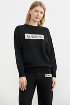 Jogger Pantolonlu Baskılı Triko Takım - Siyah (5) Sementa