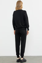 Jogger Pantolonlu Baskılı Triko Takım - Siyah (6) Sementa