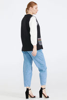 Kadın Cepli Fermuarlı Triko Yelek - Siyah - Açık Gri (4) Sementa