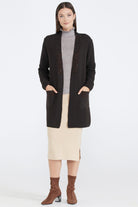 Kadın Cepli Triko Ceket - Kahve (2) Sementa