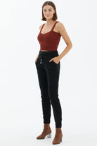 Kadın Cepli Triko Pantolon - Siyah (3) Sementa