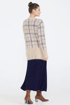 Kadın Desenli Triko Kazak - Bej (4) Sementa