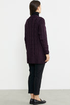 Kadın Saç Örgü Yünlü Triko Ceket - Mürdüm - Sementa