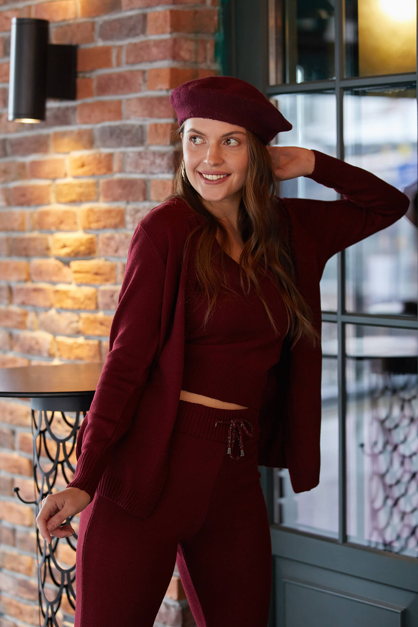 Kadın Üçlü Triko Takım - Bordo (1) Sementa