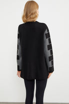 Kalın Yünlü Blok Desen Triko Ceket - Siyah (6) Sementa