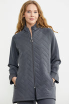 Kapitone Kombinli Fermuarlı Eşofman Takım - Antrasit - Sementa