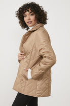 Kapitone Rahat Kalıp İçi Peluş Mont - Kamel (5) Sementa