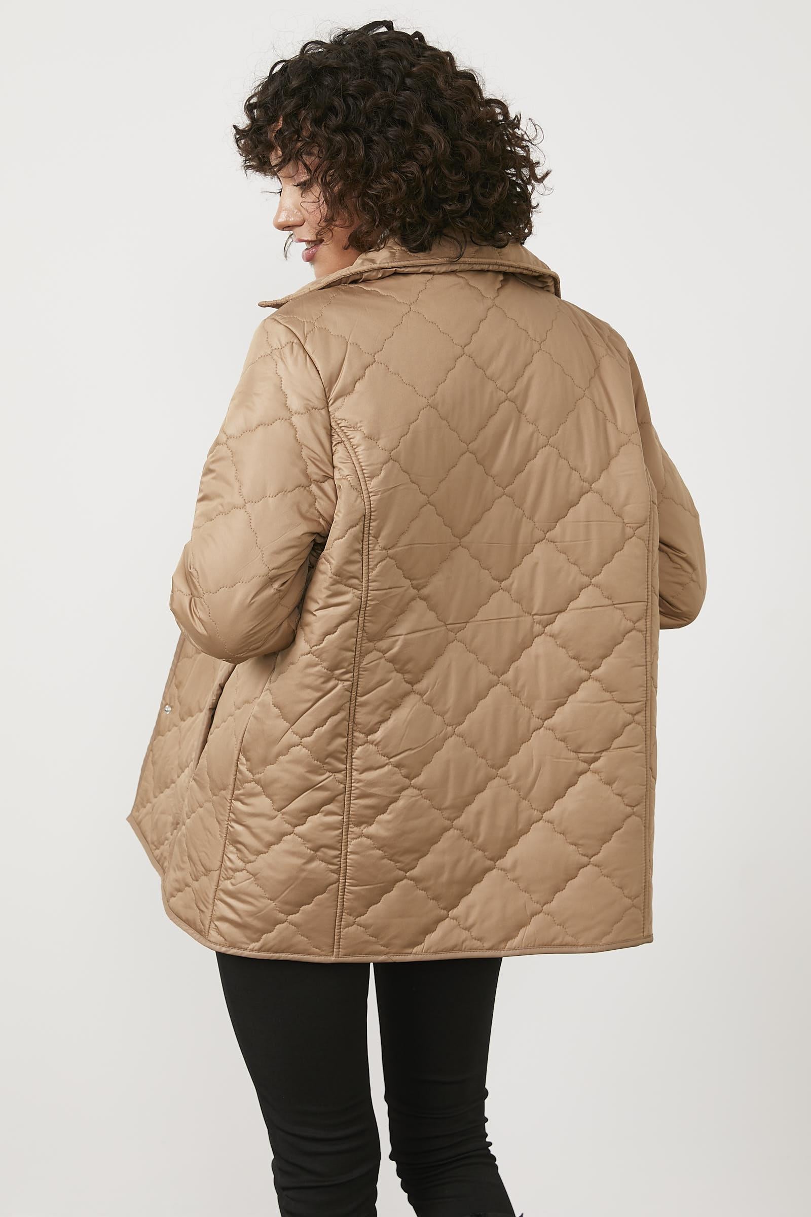 Kapitone Rahat Kalıp İçi Peluş Mont - Kamel (6) Sementa