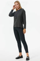 Kapüşonlu Arkası Uzun Triko Kazak - Antrasit (3) Sementa