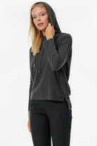 Kapüşonlu Arkası Uzun Triko Kazak - Antrasit (4) Sementa