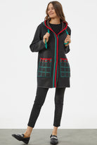 Kapüşonlu Büyük Cepli Triko Ceket - Antrasit (6) Sementa