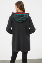 Kapüşonlu Büyük Cepli Triko Ceket - Antrasit (7) Sementa