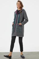 Kapüşonlu Büyük Cepli Triko Ceket - Gri (4) Sementa