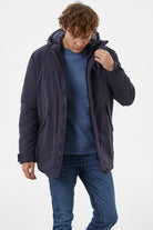 Kapüşonlu Kol Detaylı Şişme Mont - Lacivert (4) Sementa