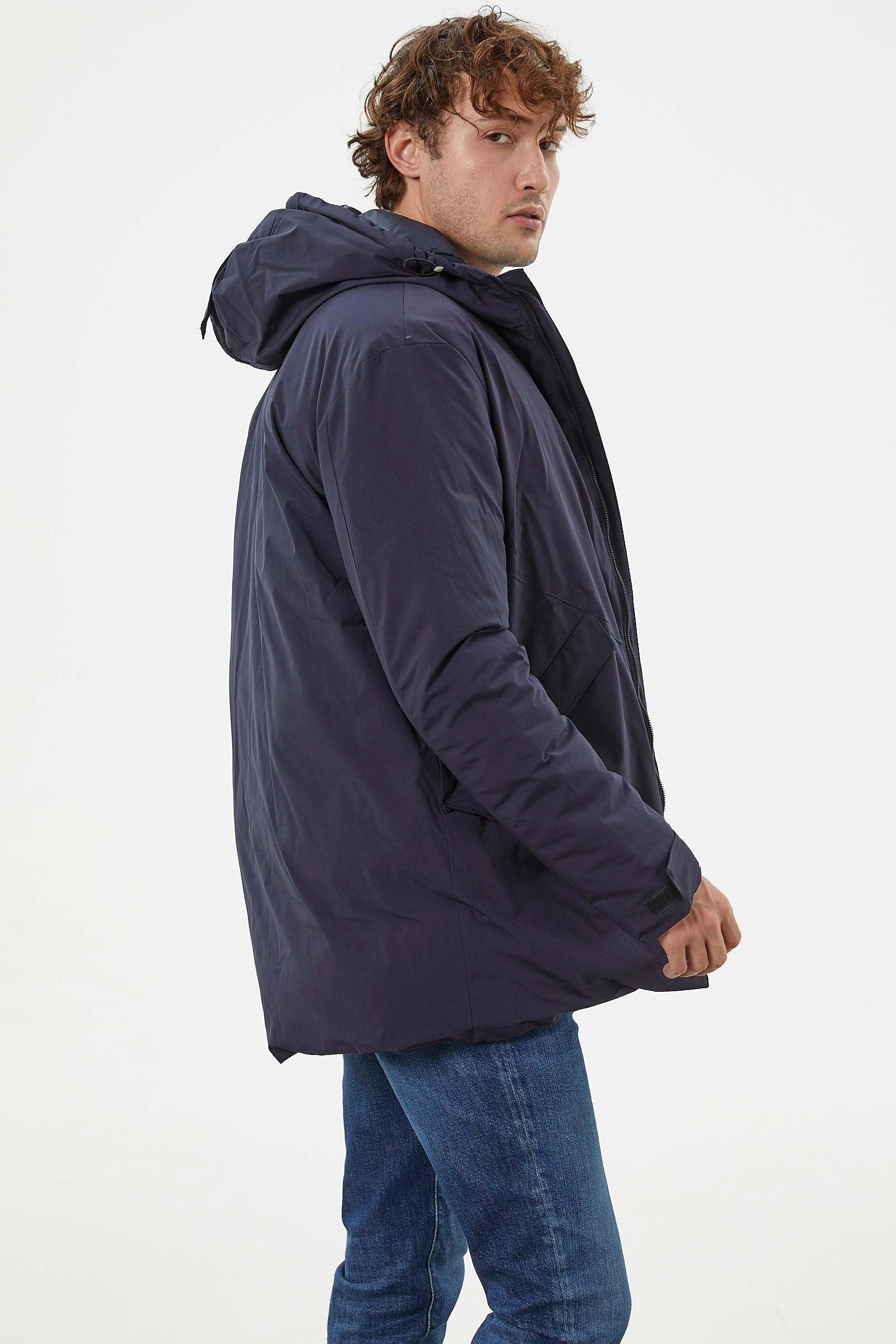 Kapüşonlu Kol Detaylı Şişme Mont - Lacivert (5) Sementa