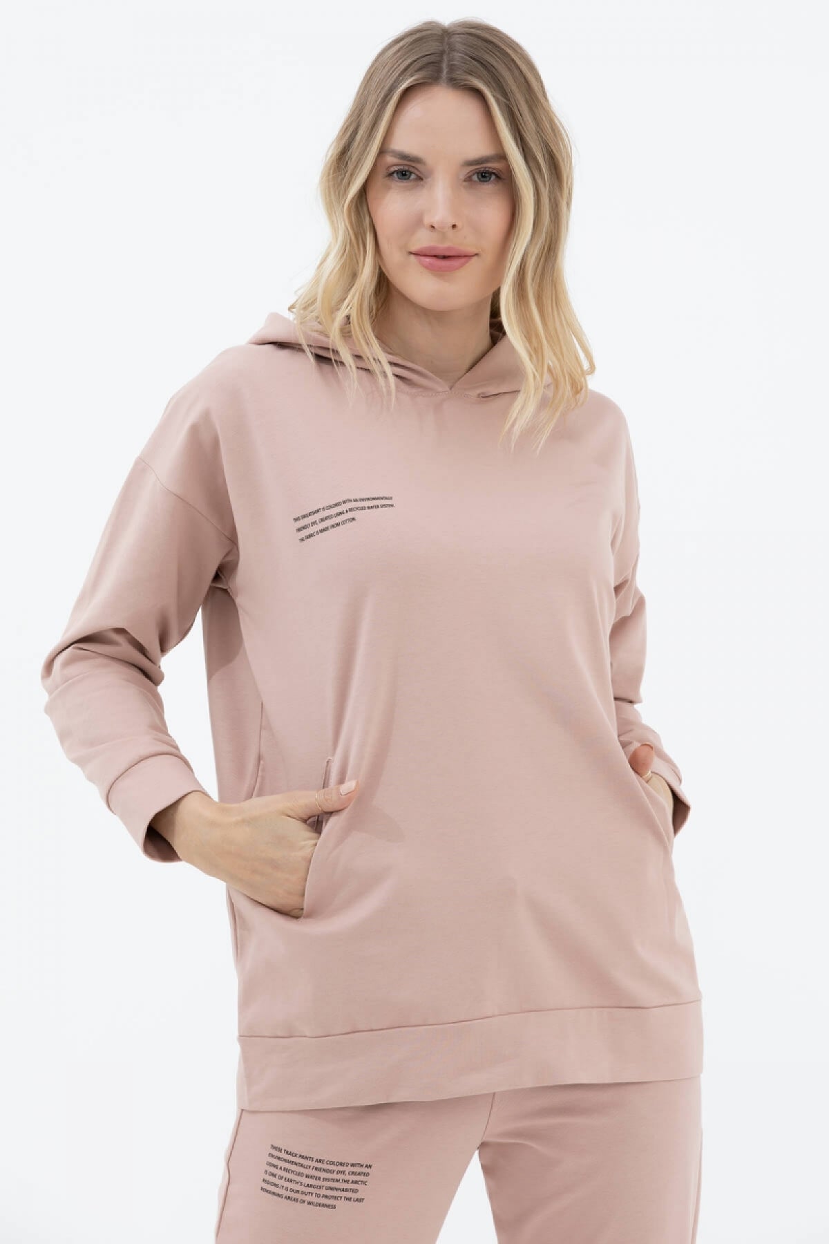 Kapüşonlu Oversize Sweat - Bej (1) Sementa