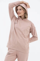 Kapüşonlu Oversize Sweat - Bej (2) Sementa