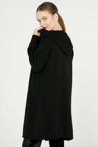 Kapüşonlu Uzun Triko Hırka - Siyah (4) Sementa